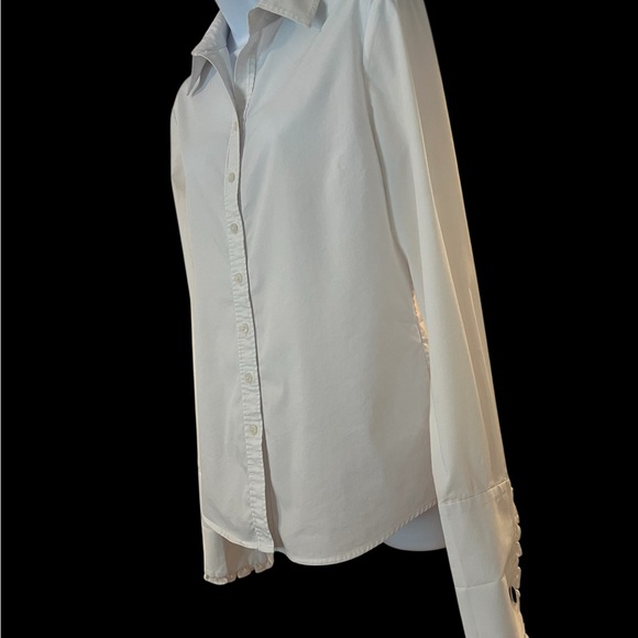 Tahari L/Sleeve Women’s Button Front, Fitted Back WhiteTop Size 10 French Cuffs. - Picture 4 of 8